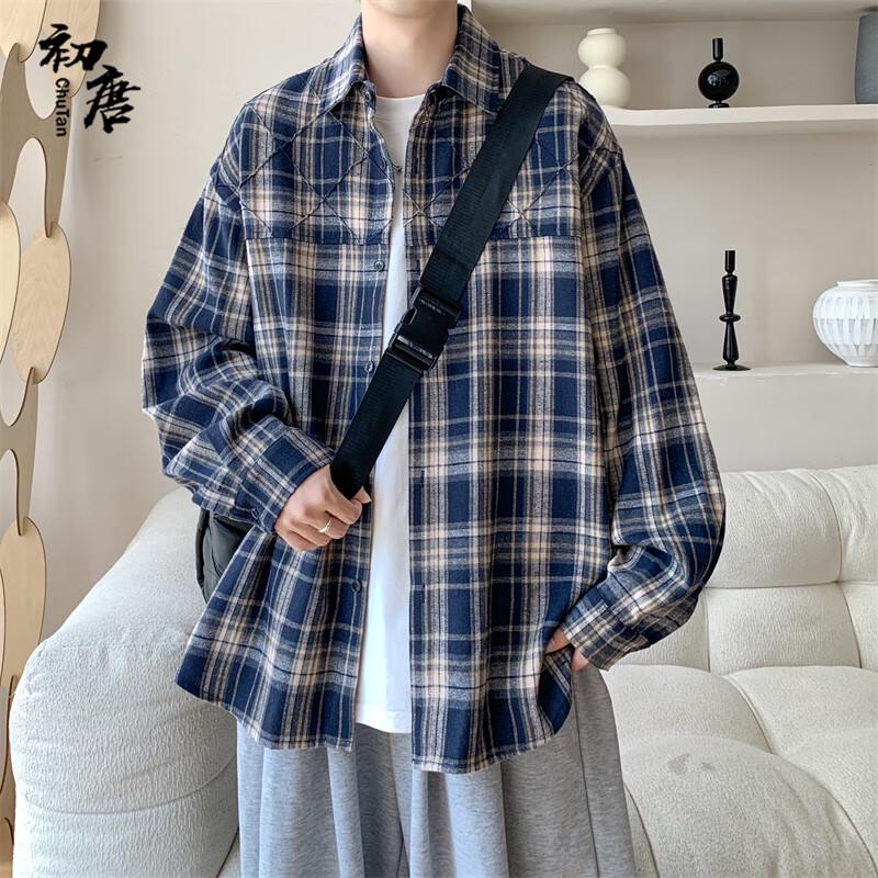 

Мужская клетчатая рабочая рубашка с длинным рукавом Chutang XL