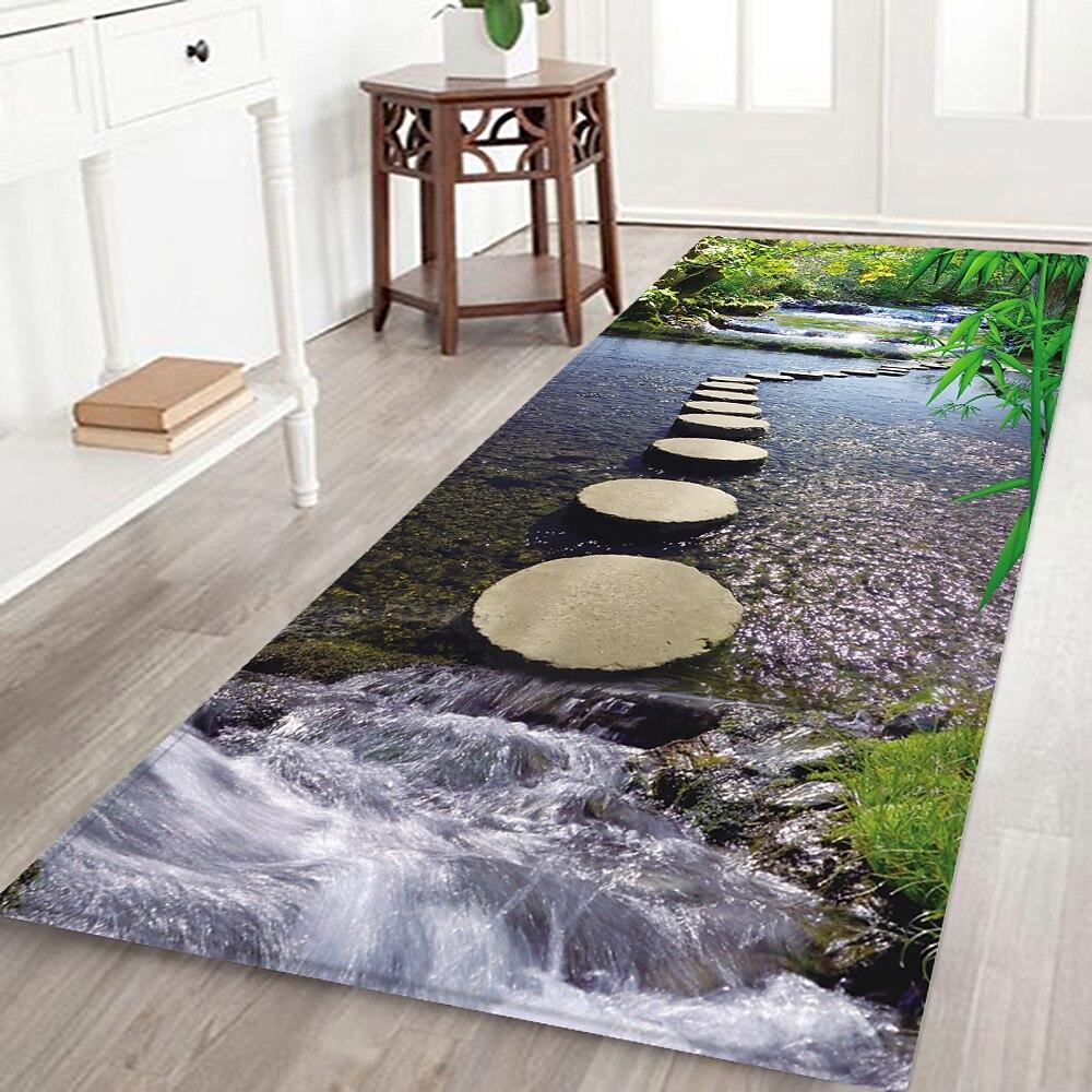 Teppich für Schlafzimmer Wohnzimmer Flur Schöne Landschaft Wald Flanellstoff Bedruckt Heim Eingang Matte Badezimmerbereich Teppich