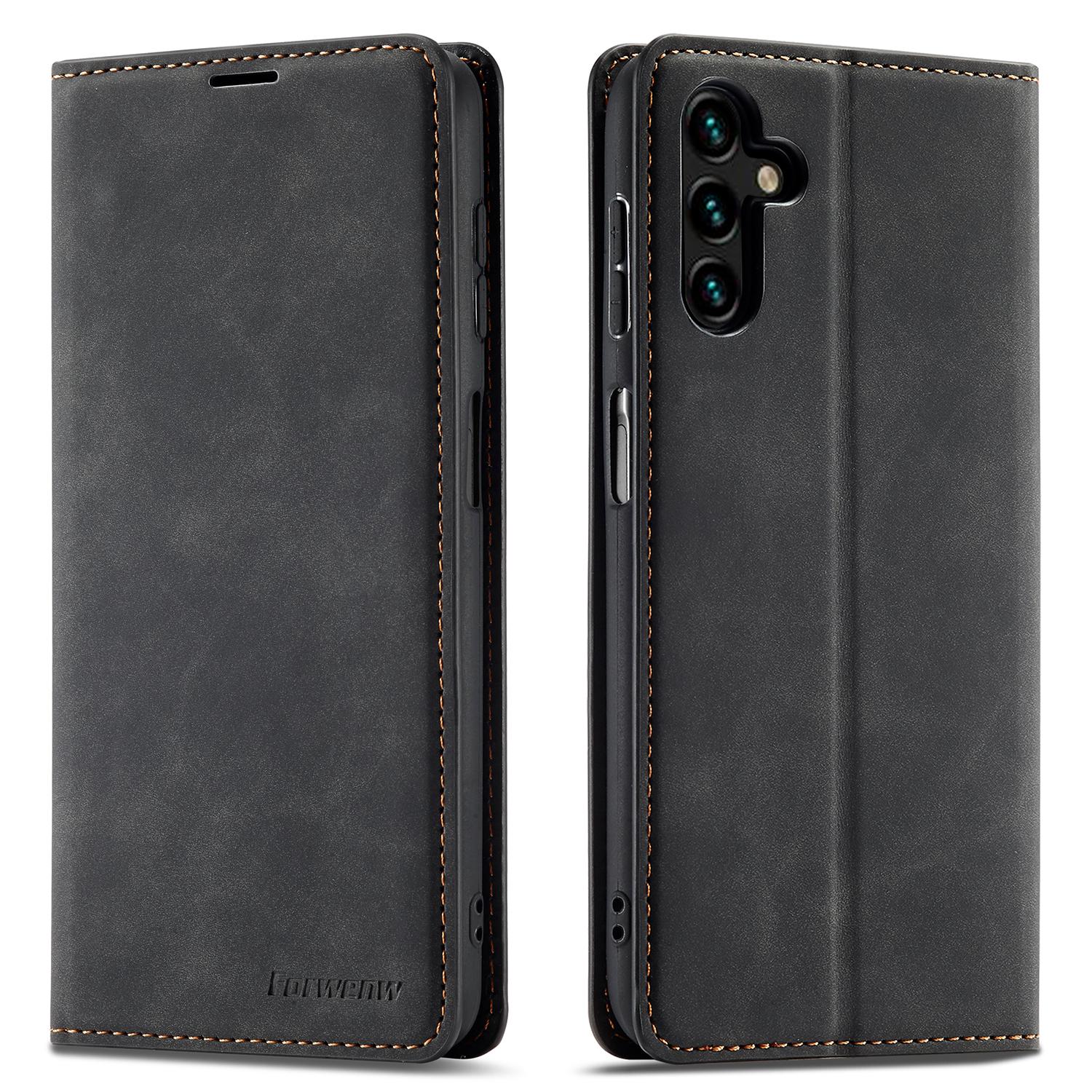 

FORWENW Fantasy Series for Samsung Galaxy S24+ Case Skin-touch Stand Phone Cover Black