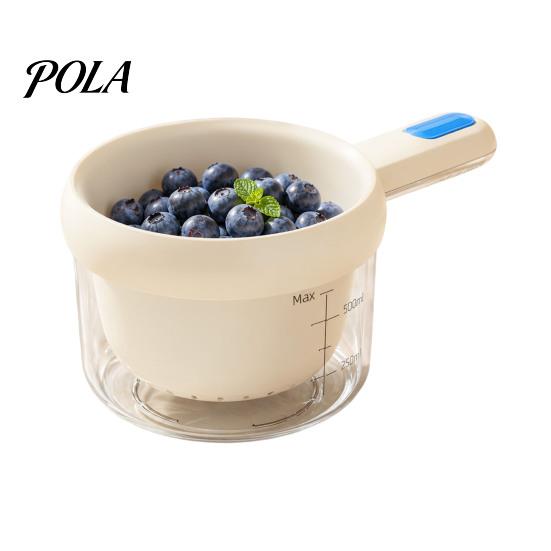 Rice Washing Bowl Drain Basket with Handle And Fork, Double-layer Separation Design, Fruit Vegetable Washer Portable Multi-purpose Kitchen Strainer,