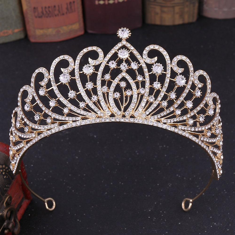 New popular wedding tiara crown luxury baroque rhinestone alloy
