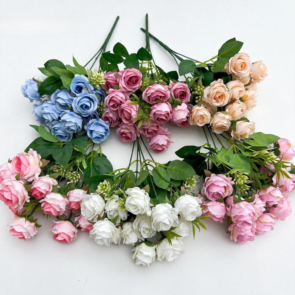 15 heads Artificial Silk Rose Flowers Bridal Bouquet for Home Wedding Floral Arrangement Garden Artificial Flowers DIYGift Decor
