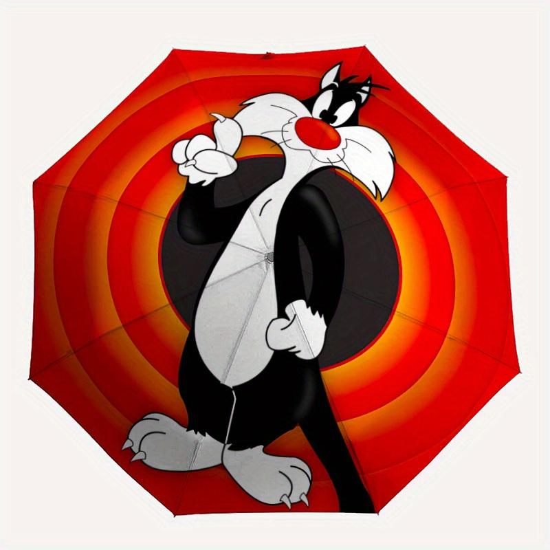 Looney Tunes Sylvester Cat Automatic Open/Close Umbrella   Compact Travel Umbrella, 8 Rib Heavy Duty Construction, Ideal Gift, 133