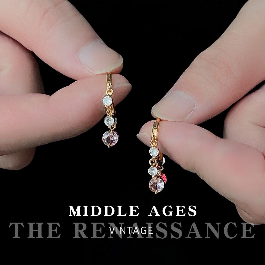 Color treasure zircon ear buckle French style emerald earrings ear jewelry