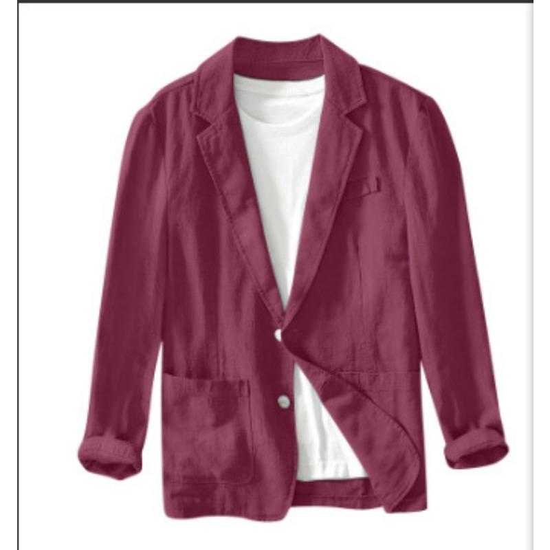 Men Solid Color Long Sleeve Casual Cotton Blazer Business Casual Outerwear