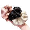 3PCS Hair Scrunchies with Rhinestones and Pleated Detail Ponytail Holder Fashion Hair Accessories for Daily Use