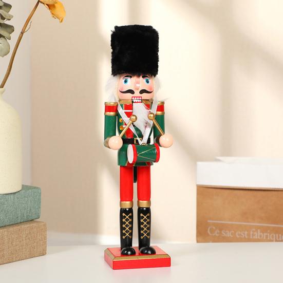 Wooden Nutcracker Decor 30cm Hand-Painted Soldier with Moving Jaw Christmas Mantel & Tree Decoration
