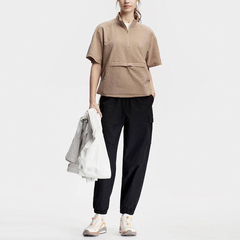 Fila Solid Color Drawstring Woven Knit Sports Pants Women Pants Deep-Black A11W417804F-BK