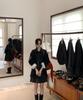 Women's Gray Wool Pleated A-line Mini Skirt with Elastic High Waist and Drawstring - College Style for Autumn and Winter