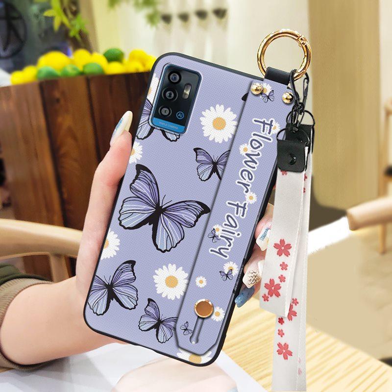 Waterproof Silicone Phone Case For ZTE Blade A71/Optus X Swift 5G Durable Fashion Design Lanyard Oil Painting Ring