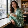 Elegant Polyester Long Sleeve V Neck Blouse With Sequins For Office Women