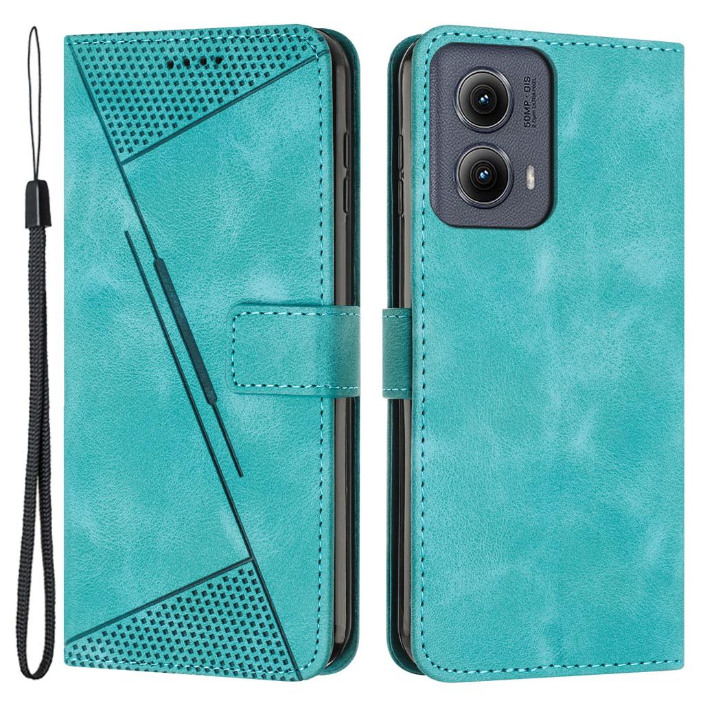 For Motorola Edge (2024) 5G Case Triangle Imprinted PU Leather Wallet Phone Folio Cover