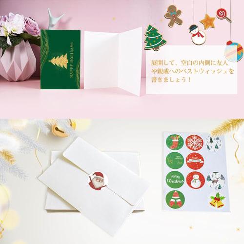 Samcos Christmas Cards, 6 Types, 24 Cards, Includes Envelopes, Stickers, Greeting Cards, Message Cards, Christmas Cards, Celebration Cards, Greetings,