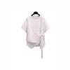 2025 Summer New Large Size Women's Short-sleeved T-shirt Women Cover Meat, Look Thin, Loose and Fat MM Irregular Fake Two-piece Top