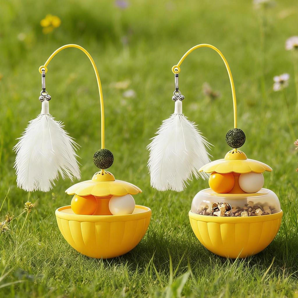 Interactive Kitten Toys Kitten Wobble Feathers Catnip Ball Cat Teasing Ball Toy For Daily Stress Relief Entertainment Indoor