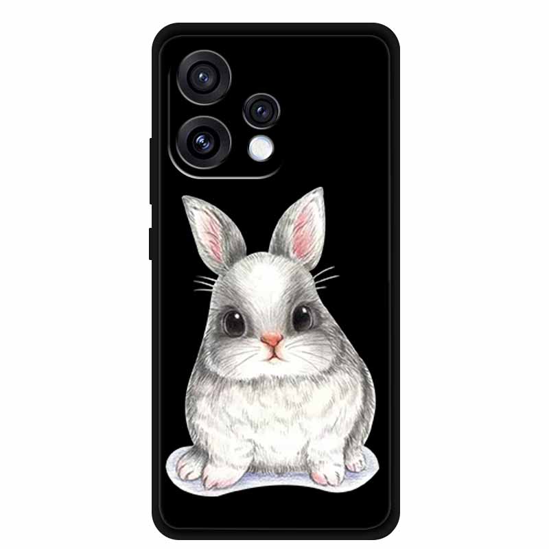 For Oppo Reno15 5G Case Flower Black Silicone Soft Protective Back Covers For Oppo Reno 15C 2025 Phone Case Coque Cartoon Shells