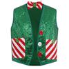 Kids Boys Sparkly Sequins Christmas Santa Elf Sleeveless Pockets Vest Waistcoat Jacket with a Bow Tie for Latin Jazz Disco Dance Costume