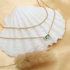French Light Luxury Titanium Steel Non-Fading Jewelry Fashionable Versatile Stacked Wearing Collarbone Chain Double Layer Blue Zircon Necklace Women