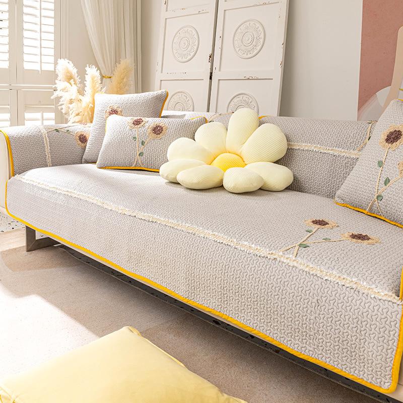 Einfaches Sofakissen aus reiner Baumwolle, pastoral, kleiner, frischer Stoff, süßer nordischer Sofabezug für das Wohnzimmer, Stoff für vier Jahreszeiten, universell, rutschfest