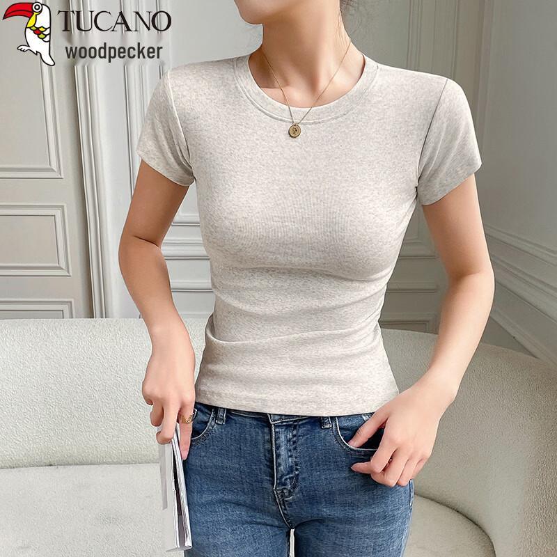 Woodpecker Women's Ribbed Short Sleeve Slim T-Shirt