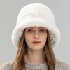 Rex Rabbit Fur Hat Autumn and Winter Versatile Middle-aged and Elderly Warm Ear Protection Top Hat Bucket Hat Show Face Little Mother Hat