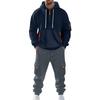 Men's Solid Color Casual Suit Loose Sports Hooded Sweatshirt With Pockets Multi Pocket Overalls Suit