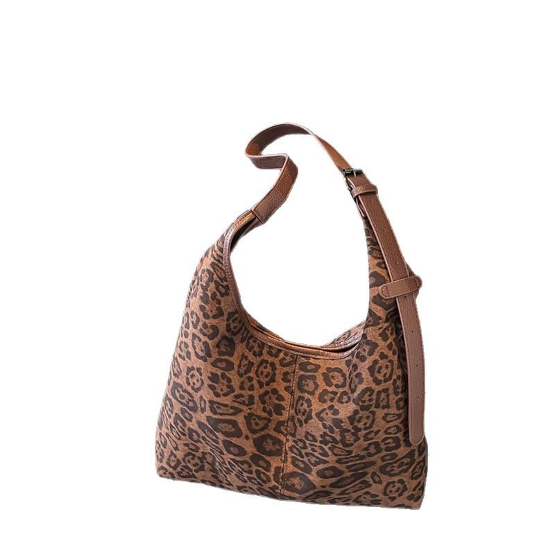 Damen Umhängetasche mit Leopardenmuster - Große Kapazität, vielseitig, strukturierte Schultertasche für Arbeit und Pendeln