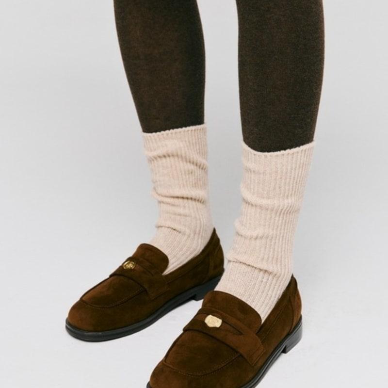 DEPOUND Label Wool Knit Socks - Oatmeal