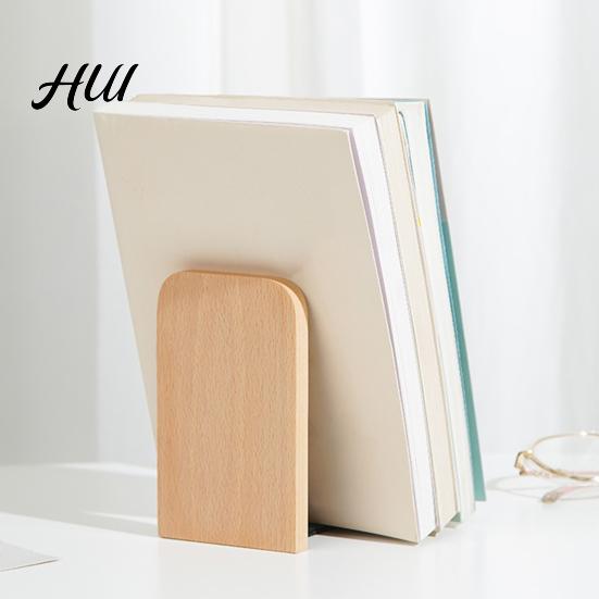 Home Storage Rack Wood Bookends Thickened Anti-Tip Heavy Duty Book Stand with Scratch Free Polished Edges Durable Holder for Office Desk