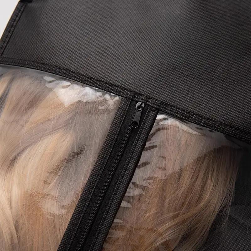 1 Set Perücken-Aufbewahrungstasche mit Kleiderbügel Haartaschen mit Kunststoff-Kleiderbügel für Haare Schwarzer Perücken-Organizer Kleiderbügel für mehrere Perücken