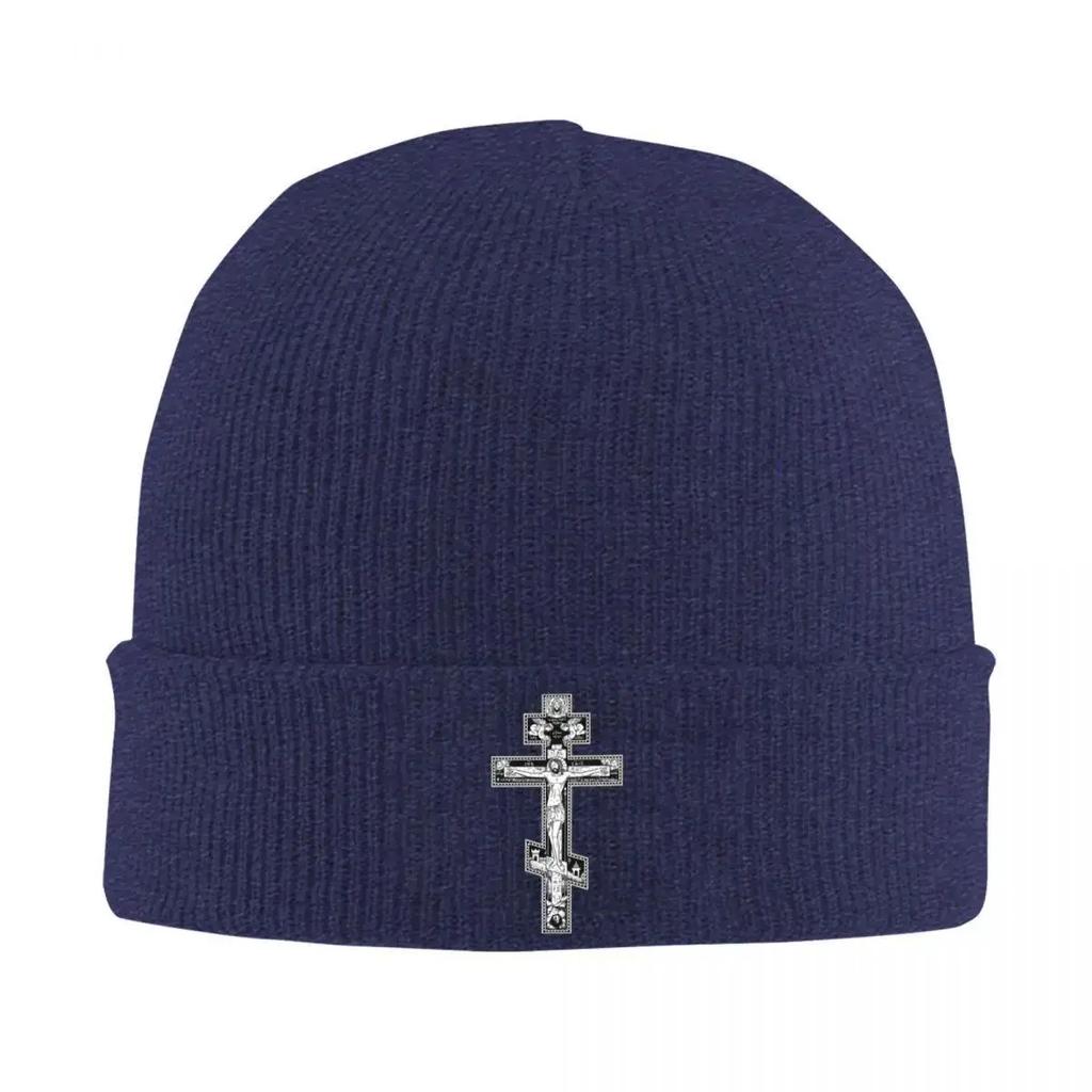 New Orthodox Cross Classic Knitted Hat For Women Unisex Beanies Autumn Winter Hats Christian Jesus Religion Religious Casual M