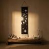Fringed Tapestry, Soft Cotton with Sun Moon Star Prints Wall Hanging, Bohemian Style Doorway Curtain for Bedroom Living Room