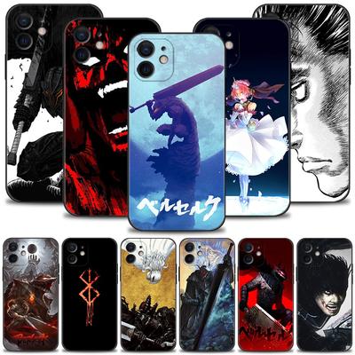 Husa de telefon pentru Iphone 14 13 12 11 Pro Max Xs Max Xr X 7 8 Plus 12 Mini 6s Capa din silicon Capa Black Shell Berserk Guts Anime