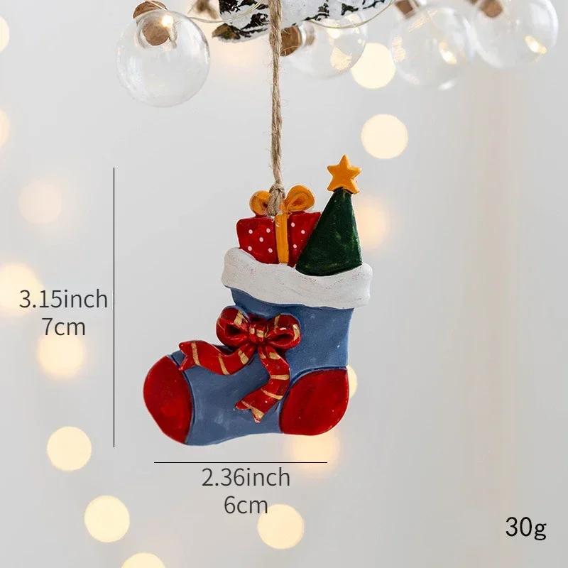 Neuer Weihnachtsanhänger aus Harz Weihnachtsbaumschmuck Weihnachtsstrümpfe Geschenk Haus DIY Kinderspielzeug Geschenke Weihnachtsschmuck Navidad 2024