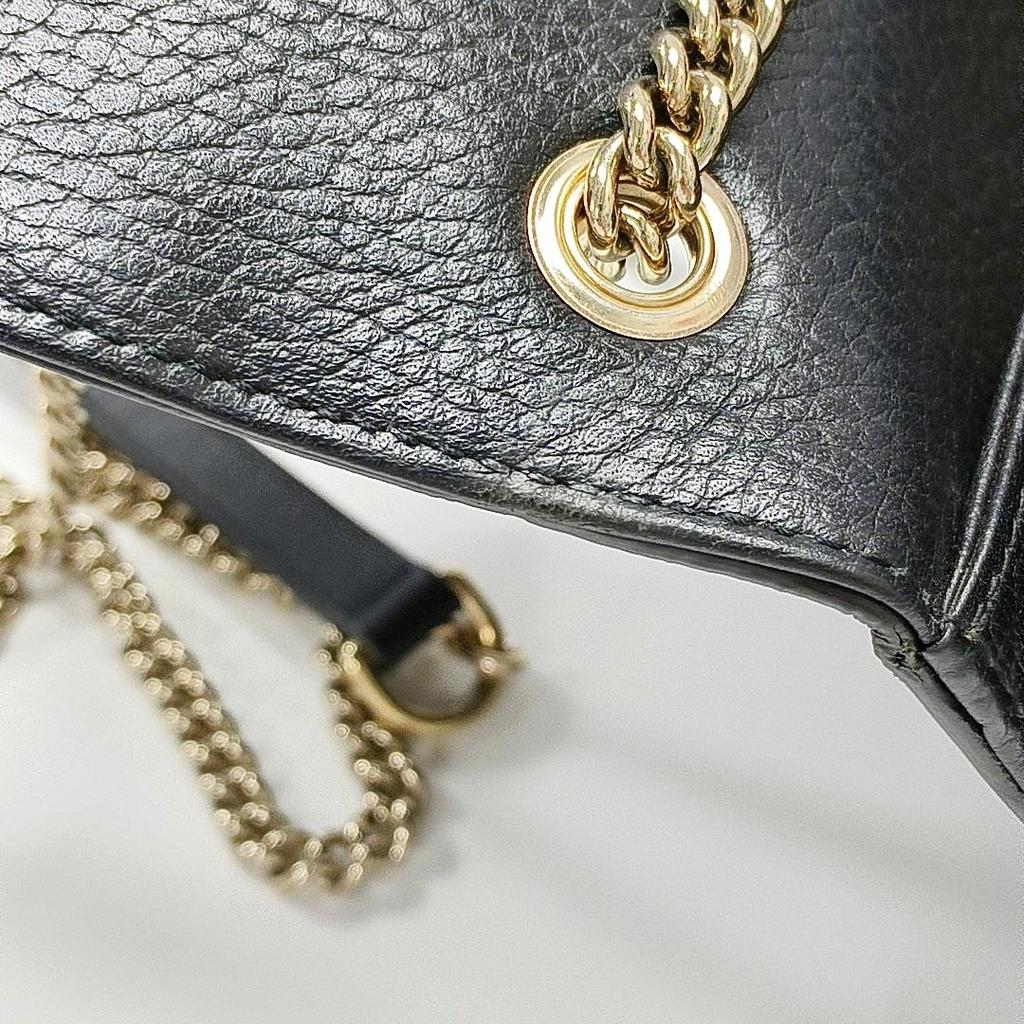 [Gebraucht] Double G Kette Schultergurt Genarbtes Leder Umhängetasche Akkordeon Crossbody Tasche - Sehr Gut #1Q23M6S