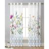 Cortinas Transparentes Blancas Puras Florales de Flores Silvestres de la Temporada de Primavera de Marruecos Azul para Sala de Estar Ornamentación Panel de Ventana Cortina Cocina Tul Transparente