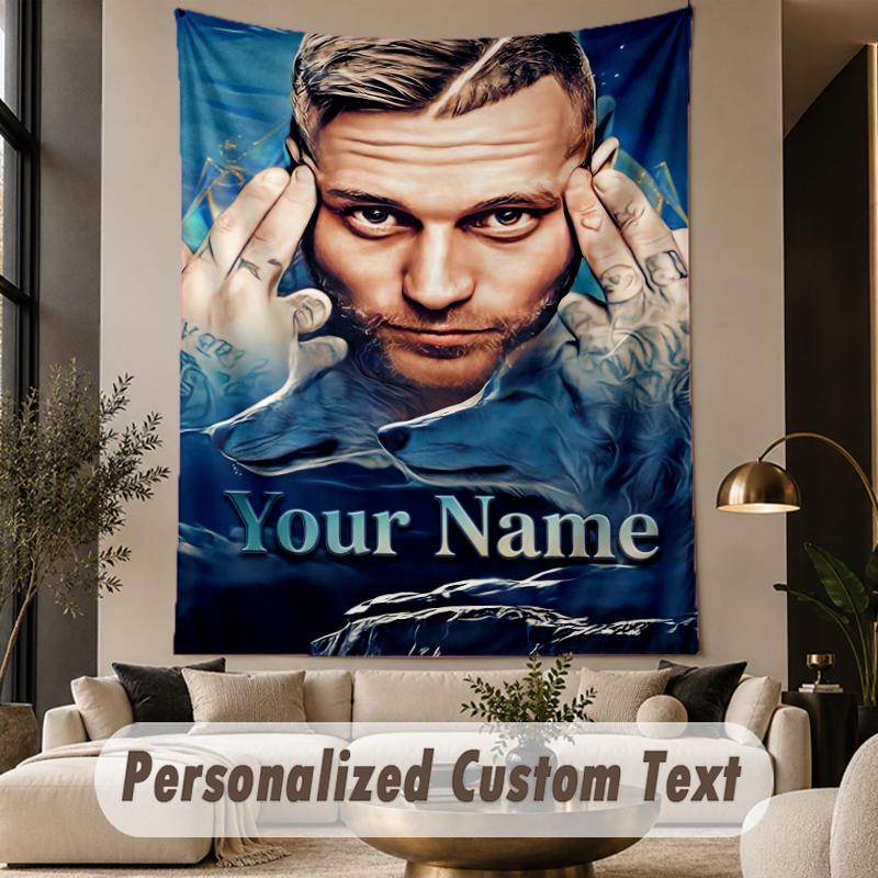 Custom Text Printed Tapestry Kontra K Pattern Large Wall Hanging Indoor Room Decor