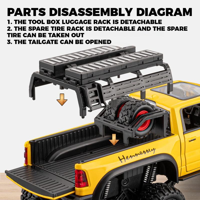 1/24 Scale Dodge Mammoth RAM 1000 TRX 6x6 Pickup Metal Alloy Diecast Model Car Outdoor Decoration Ornament Holiday Gift for Boyfriend