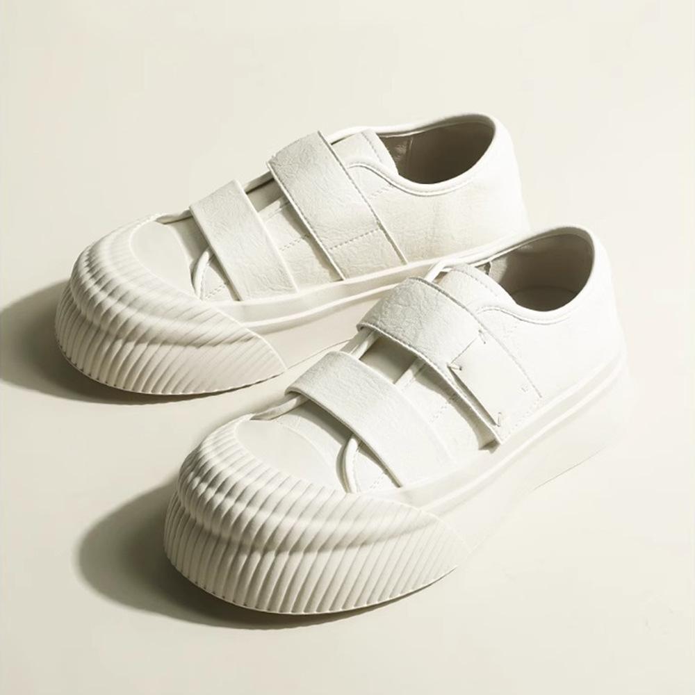 Internet celebrity same spot sneakers platform Velcro cookie shoes women's leather retro casual board shoes little white shoes women
