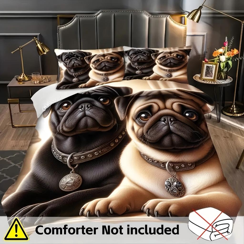Cute Puppies Pattern 3D Printed Bedding Set Cute Animal Theme Duvet Cover Set Soft Comfortable Home Luxury Quilt Cover Set