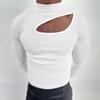 Yousheng Herren Oberteil Hoher Kragen Ripped Design Einfarbig Ausgeschnitten Slim Fit Muskel Fitness Sport T-Shirt Elastisch Streetwear Fitnessstudio Kleidung