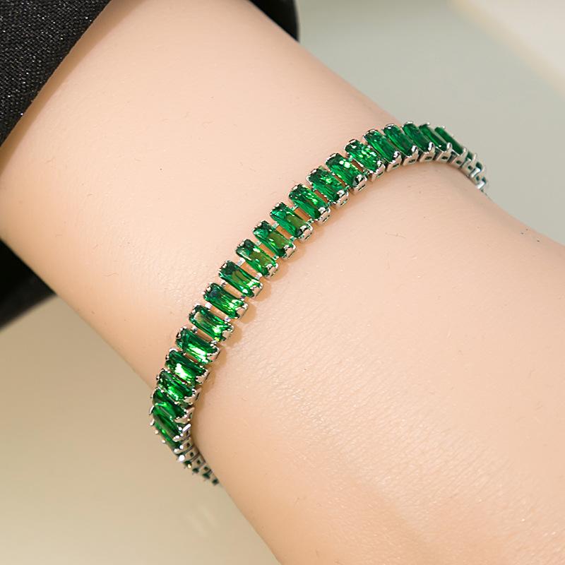 

Геометричний цирконовий браслет із 1 шт., барвистий квадратний ряд однотонних ювелірних виробів для жінок