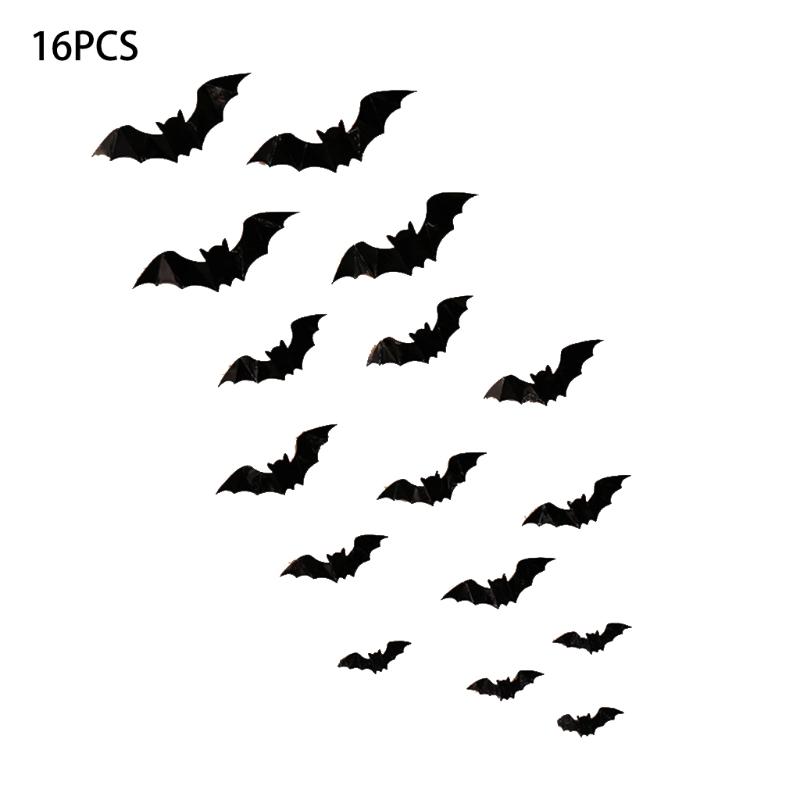 

16 Pieces Black Spooky Bat Decals Halloween Window Stickers Halloween Window Decorations Stickers Halloween Wall Sticker