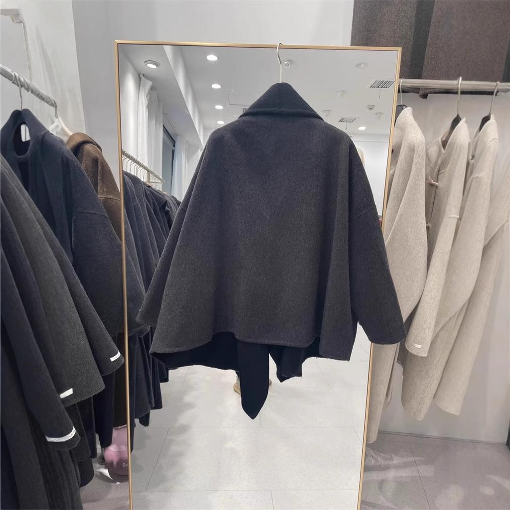 Big Lapel Double-sided Fleece Wool Coat High-end Sense Autumn and Winter New Woolen Coat Woolen Women's Bat Design Sense