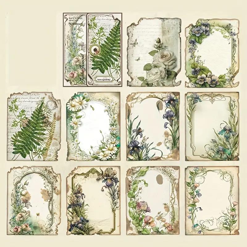 30 Sheets Vintage Scrapbook Paper Retro Aesthetic Decorative Materials, Bees Flowers Birds,For Planner Junk Journal, DIY Crafts