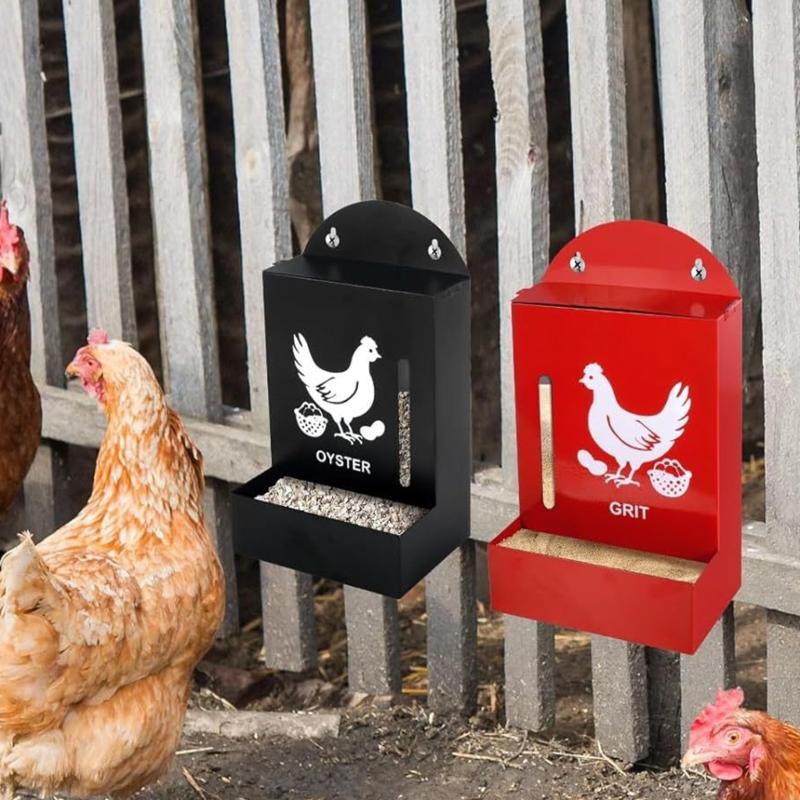 Heavy Duty Metal Chicken Grit Feeders Durability Poultry Feeders for Oysters Shells and Gravel With Easy Installation