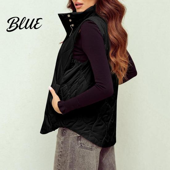 Cappotto Invernale Donna Colore Unico Spesso Senza Maniche Collo a Revers Gilet in Cotone Capo d'Abbigliamento Imbottito con Tasche
