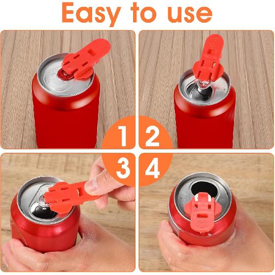 24 PCS Manual Easy Can Opener, Colorful Drink Can Protector Soda Beer Protector Leakproof Soda Top Ring Opener Tool for Parties BBQs Beach