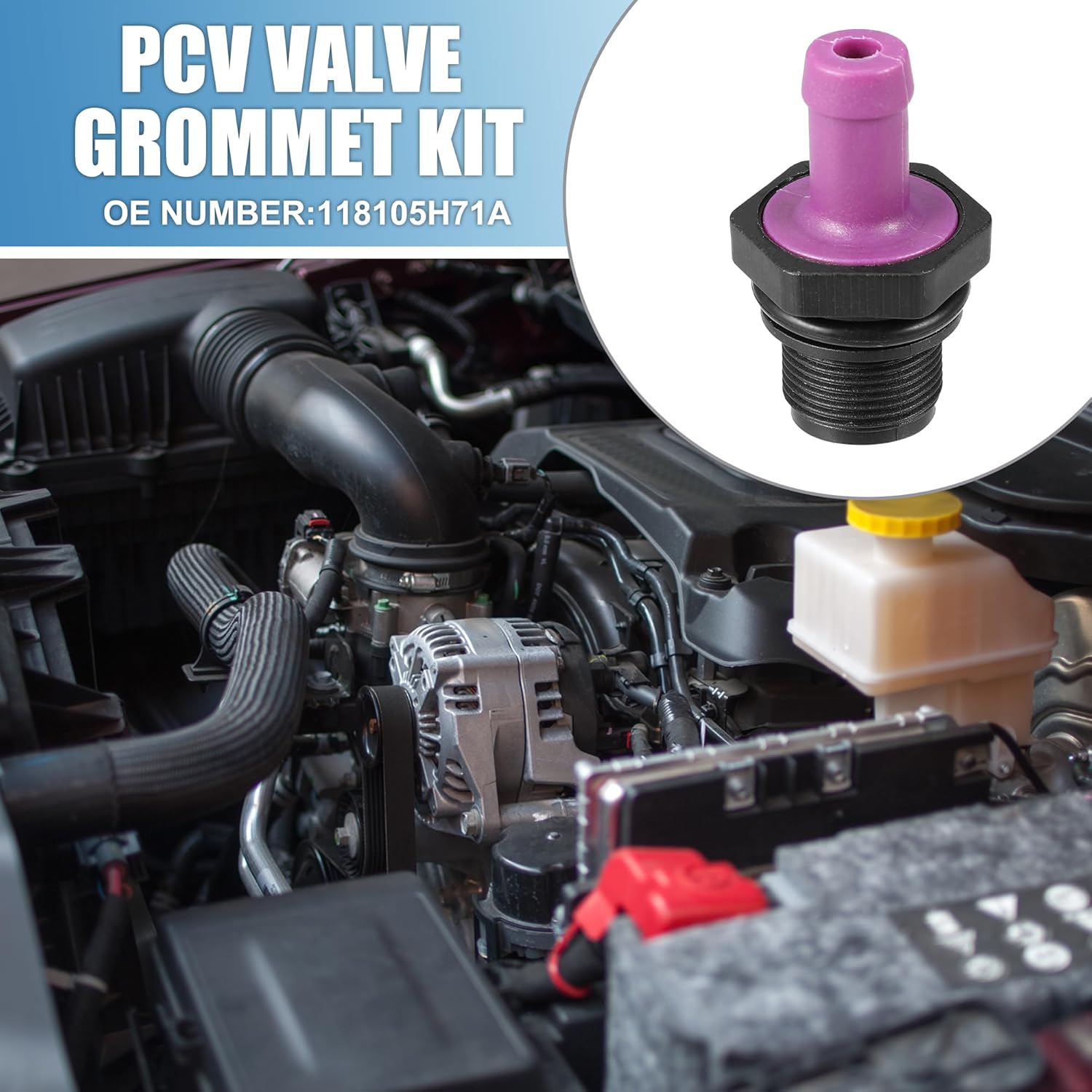 PCV Valve Grommet Exhaust Positive Crankcase Ventilation Fittings No.118105H71A for Nissan Versa Kicks 2 Pcs