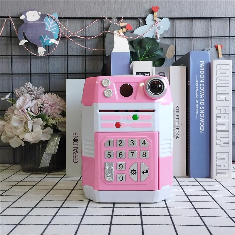 Adjustable Volume Face Recognition Piggy Bank with Password and Automatic Money Rolling for Kids